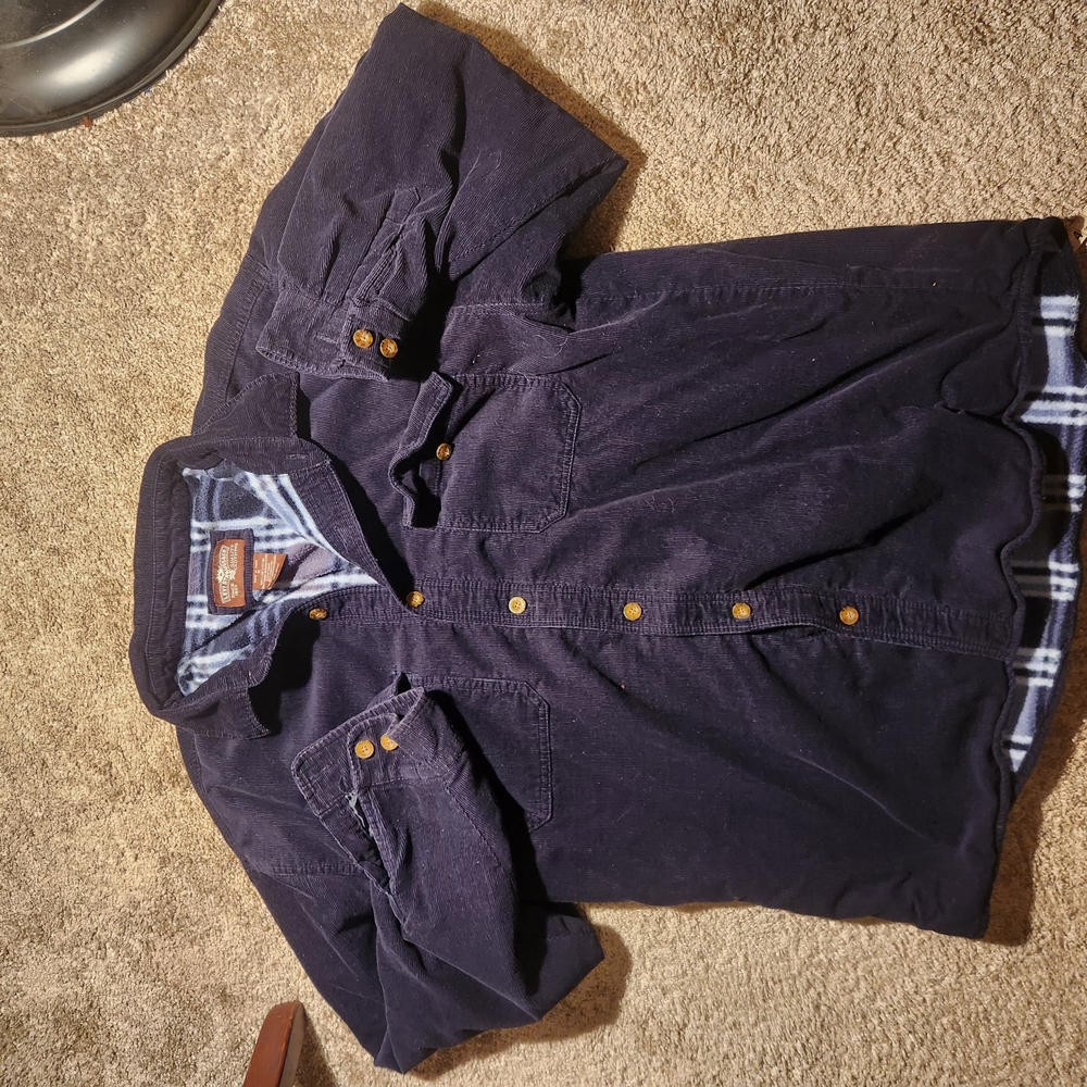 Levis Shirt Mens XL Blue Corduroy Blanket Lined Shacket Jacket Button Front (2)